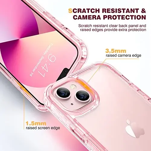 Diaclara iPhone 13 uchun mo'ljallangan g'ilof, o'rnatilgan sensorli tirnalishga qarshi ekran himoyachisi bilan to'liq korpusli, iPhone 13 6.1
