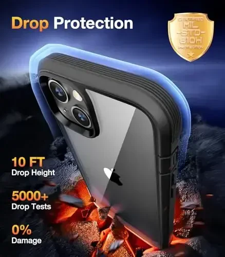 Diaclara iPhone 13 uchun mo'ljallangan g'ilof, o'rnatilgan sensorli tirnalishga qarshi ekran himoyachisi bilan to'liq korpusli mustahkam, iPhone 13 6.1