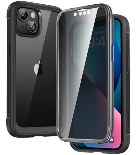 Diaclara iPhone 13 uchun mo'ljallangan g'ilof, o'rnatilgan sensorli tirnalishga qarshi ekran himoyachisi bilan to'liq korpusli mustahkam, iPhone 13 6.1