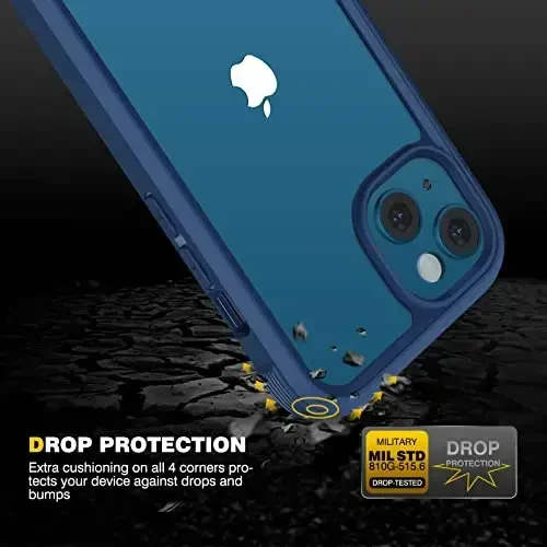 Diaclara iPhone 13 uchun mo'ljallangan g'ilof, to'liq korpusli, o'rnatilgan sensorli tirnalishga qarshi ekran himoyachisi, iPhone 13 6.1