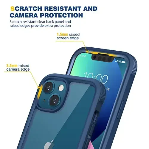 Diaclara iPhone 13 uchun mo'ljallangan g'ilof, to'liq korpusli, o'rnatilgan sensorli tirnalishga qarshi ekran himoyachisi, iPhone 13 6.1