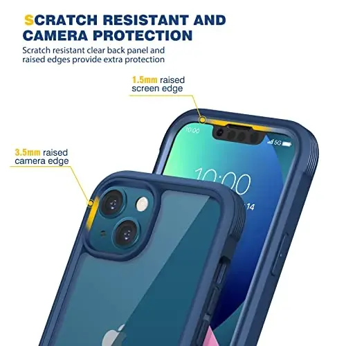 Diaclara iPhone 13 uchun mo'ljallangan g'ilof, to'liq korpusli, o'rnatilgan sensorli tirnalishga qarshi ekran himoyachisi, iPhone 13 6.1