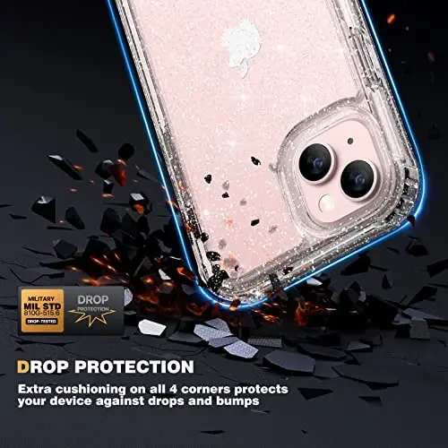 Diaclara iPhone 13 uchun mo'ljallangan g'ilof, to'liq korpusli, o'rnatilgan sensorli tirnalishga qarshi ekran himoyachisi, iPhone 13 6.1