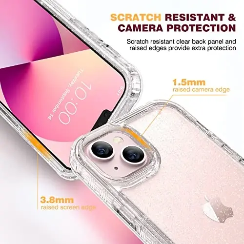 Diaclara iPhone 13 uchun mo'ljallangan g'ilof, to'liq korpusli, o'rnatilgan sensorli tirnalishga qarshi ekran himoyachisi, iPhone 13 6.1