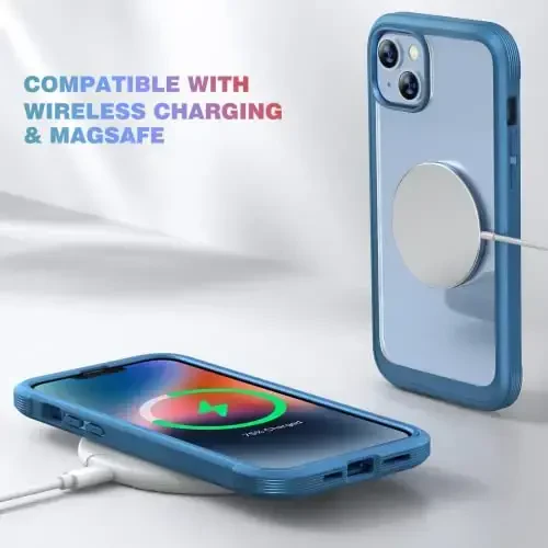 Diaclara iPhone 14 Plus uchun moʻljallangan gʻilof, oʻrnatilgan sensorli tirnalishga qarshi ekran himoyachisi bilan toʻliq korpusli mustahkam gʻilof, iPhone 14 Plus 6.7