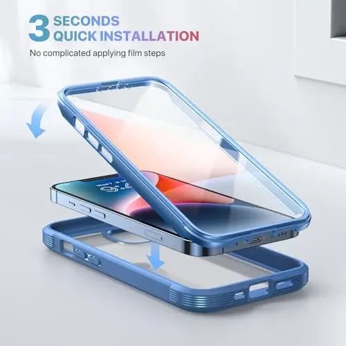 Diaclara iPhone 14 Plus uchun moʻljallangan gʻilof, oʻrnatilgan sensorli tirnalishga qarshi ekran himoyachisi bilan toʻliq korpusli mustahkam gʻilof, iPhone 14 Plus 6.7