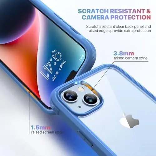 Diaclara iPhone 14 Plus uchun moʻljallangan gʻilof, oʻrnatilgan sensorli tirnalishga qarshi ekran himoyachisi bilan toʻliq korpusli mustahkam gʻilof, iPhone 14 Plus 6.7