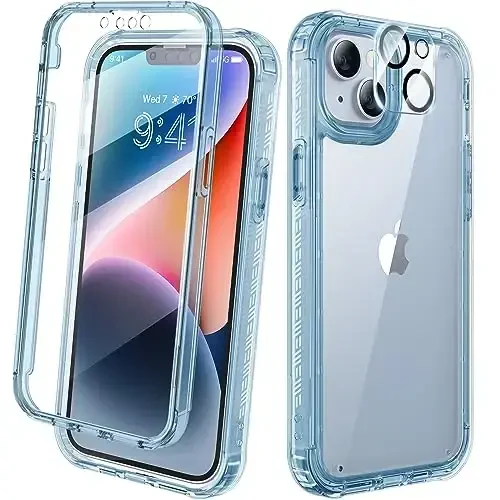 Diaclara iPhone 14 Plus uchun moʻljallangan gʻilof, oʻrnatilgan sensorli tirnalishga qarshi ekran himoyachisi bilan toʻliq korpusli mustahkam gʻilof, iPhone 14 Plus 6,7