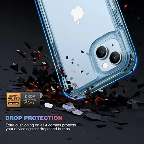 Diaclara iPhone 14 Plus uchun moʻljallangan gʻilof, oʻrnatilgan sensorli tirnalishga qarshi ekran himoyachisi bilan toʻliq korpusli mustahkam gʻilof, iPhone 14 Plus 6,7