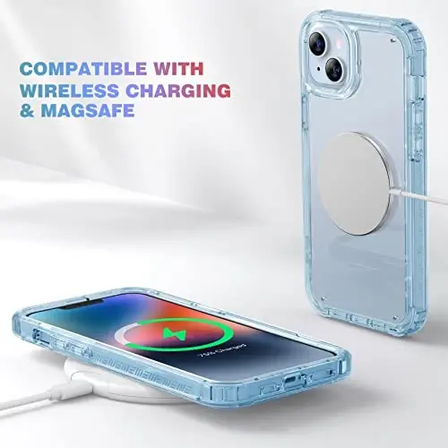 Diaclara iPhone 14 Plus uchun moʻljallangan gʻilof, oʻrnatilgan sensorli tirnalishga qarshi ekran himoyachisi bilan toʻliq korpusli mustahkam gʻilof, iPhone 14 Plus 6,7