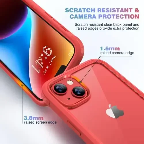 Diaclara iPhone 14 Plus uchun mo'ljallangan g'ilof, O'rnatilgan sensorli tirnalishga qarshi ekran himoyachisi bilan to'liq korpusli mustahkam g'ilof, iPhone 14 Plus 6.7