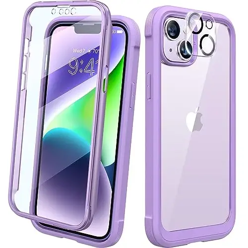 Diaclara iPhone 14 Plus uchun moʻljallangan gʻilof, toʻliq korpusli mustahkam gʻilof, oʻrnatilgan sensorli tirnalishga qarshi ekran himoyachisi, iPhone 14 Plus 6.7
