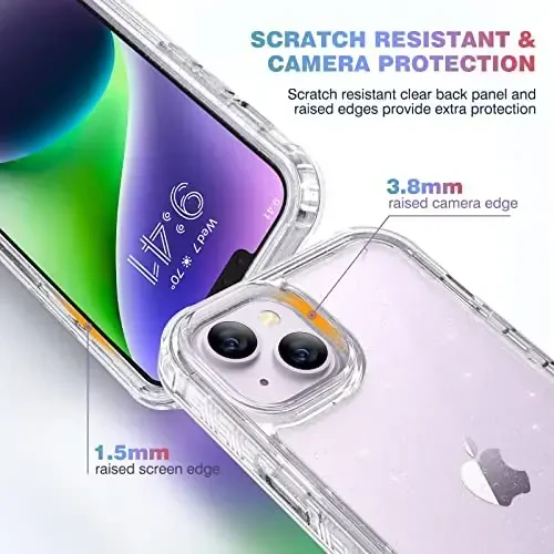 Diaclara iPhone 14 Plus uchun mo'ljallangan g'ilof, to'liq korpusli mustahkam g'ilof, o'rnatilgan sensorli tirnalishga qarshi ekran himoyachisi, iPhone 14 Plus 6.7