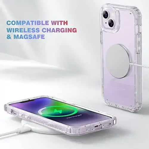 Diaclara iPhone 14 uchun mo'ljallangan g'ilof, o'rnatilgan sensorli tirnalishga qarshi ekran himoyachisi bilan to'liq korpusli mustahkam g'ilof, iPhone 14 6.1