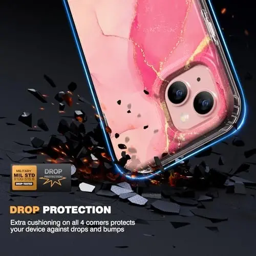 Diaclara Designed for iPhone 15 Plus Case 6.7 Inch, Full Body Rugged Case with Built-in Touch Sensitive Anti-Scratch Screen Protector + Glass Camera Lens Protector for iPhone 15 Plus,Water Pink - 9