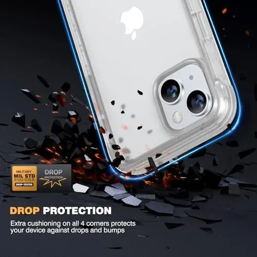 Diaclara Designed for iPhone 15 Plus Case 6.7 Inch, Full Body Rugged Case with Built-in Touch Sensitive Anti-Scratch Screen Protector + Glass Camera Lens Protector for iPhone 15 Plus,Frosted clear - 3
