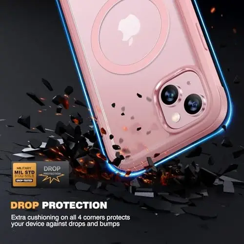 Diaclara Designed for iPhone 15 Plus Case 6.7'', [Compatible with MagSafe] Full Body Rugged Magnetic Case w/Built-in Sensitive Anti-Scratch Screen Protector+Glass Camera Lens Protector,Coral Pink - DIACLARA (1)