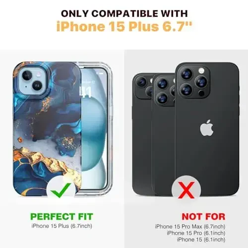 Diaclara iPhone 15 Plus uchun mo'ljallangan g'ilof 6.7'', ekran himoyachisi o'rnatilgan to'liq shaffof bamper g'ilof, 360 himoya qiluvchi mustahkam qopqoq+9H закалённое shisha kamera linzalari himoyachisi, qora - 6