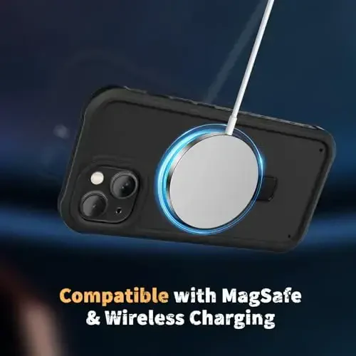 Diaclara iPhone 15 Plus uchun mo'ljallangan g'ilof 6.7'', zarbaga chidamli to'liq korpusli mustahkam g'ilof, o'rnatilgan ekran himoyachisi + halqali tayanch, qora - 4