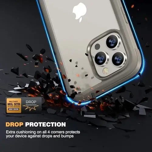 Diaclara iPhone 15 Pro G‘ilof uchun mo‘ljallangan, [Harbiy darajadagi tushishdan himoya] O‘rnatilgan zarbaga chidamli ekran himoyachisi bilan to‘liq tana uchun bamper g‘ilof, [Kamera linzalari himoyachisi] iPhone 15 Pro 6.1