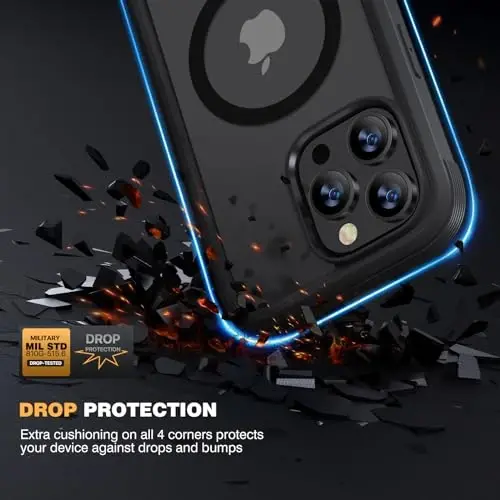 Diaclara Magnetic for iPhone 15 Pro Case, [Fit for MagSafe] Built-in Shockproof Screen Protector, [Camera Lens Protector] Phone Cover No Signal Loss for iPhone 15 Pro 6.1