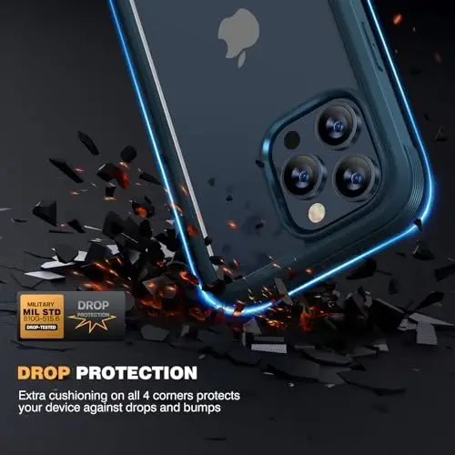 Diaclara Designed for iPhone 15 Pro Case, [Military-Grade Drop Proof] Full-Body Bump Case with Built-in Shockproof Screen Protector, [Camera Lens Protector] Cover for iPhone 15 Pro 6.1