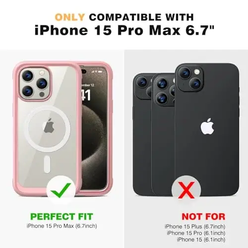 Diaclara Designed for iPhone 15 Pro Max Case, Full Body Rugged with Built-in Touch Sensitive Anti-Scratch Screen Protector, Soft TPU Bumper Case for iPhone 15 ProMax 6.7
