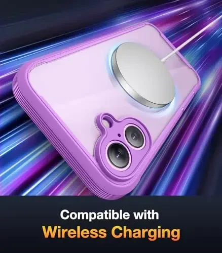 Diaclara iPhone 16 Plus uchun mo'ljallangan g'ilof 6,7 dyuym, yangilangan [To'liq kamera himoyasi] O'rnatilgan ekran himoyachisi bilan to'liq korpusli mustahkam shaffof bamper g'ilof, to'q pushti - 4