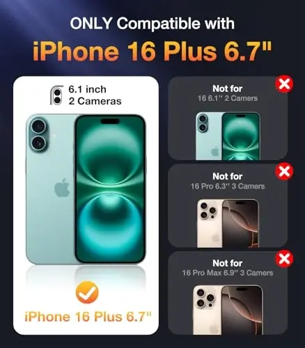 Diaclara iPhone 16 Plus uchun mo'ljallangan g'ilof 6.7 dyuym, yangilangan [To'liq kamera himoyasi] To'liq korpusli mustahkam shaffof bamper g'ilofi, 16 Plus uchun o'rnatilgan ekran himoyachisi, Teal - 6