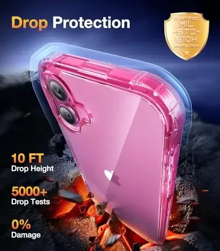 Diaclara iPhone 16 Plus uchun mo'ljallangan g'ilof, O'rnatilgan sensorli tirnalishga qarshi ekran himoyachisi bilan to'liq korpusli mustahkam g'ilof, iPhone 16 Plus 6.7