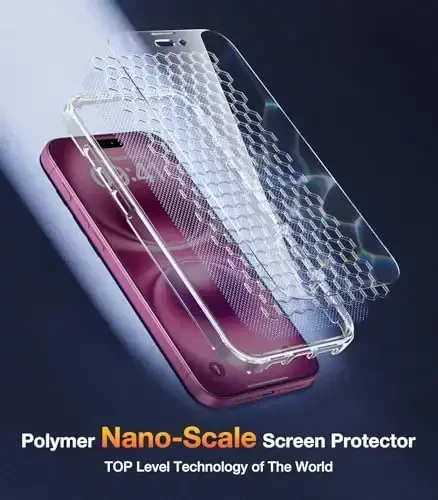 Diaclara iPhone 16 Plus uchun mo'ljallangan g'ilof, o'rnatilgan sensorli tirnalishga qarshi ekran himoyachisi bilan to'liq korpusli mustahkam g'ilof, iPhone 16 Plus 6.7