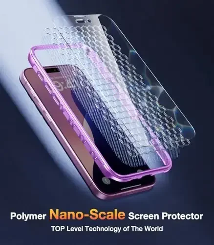 Diaclara iPhone 16 uchun mo'ljallangan g'ilof, to'liq himoyalangan g'ilof, o'rnatilgan sensorli tirnalishga qarshi ekran himoyachisi, iPhone 16 6.1