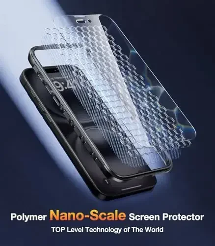 Diaclara iPhone 16 uchun mo'ljallangan g'ilof, to'liq korpusli, o'rnatilgan sensorli tirnalishga qarshi ekran himoyachisi bilan mustahkam g'ilof, iPhone 16 6.1