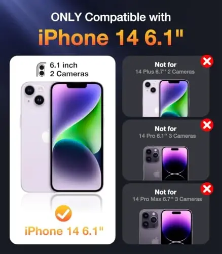 Diaclara Magnetic Designed for iPhone 14 Case 6.1 Inch,Upgraded Full Body Rugged Clear Bumper Case with Built-in Privacy Screen Protector for iPhone 14,Purple - 2