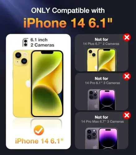 Diaclara Magnetic Designed for iPhone 14 Case 6.1 Inch,Upgraded Full Body Rugged Clear Bumper Case with Built-in Privacy Screen Protector for iPhone 14,Yellow - 2