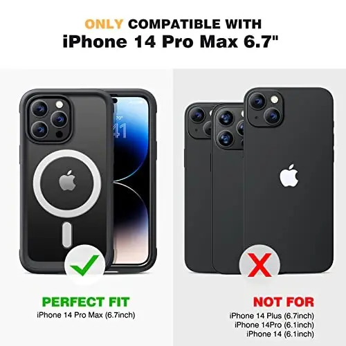 Diaclara Magnetic Designed for iPhone 14 Pro Max Case, Full Body Rugged Case with Built-in Privacy Touch Sensitive Anti-Scratch Screen Protector, with Camera Lens Protector, Black - 5