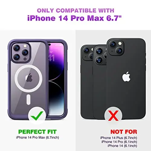 Diaclara Magnetic Designed for iPhone 14 Pro Max Case, Full Body Rugged Case with Built-in Privacy Touch Sensitive Anti-Scratch Screen Protector, with Camera Lens Protector (Purple) - 5