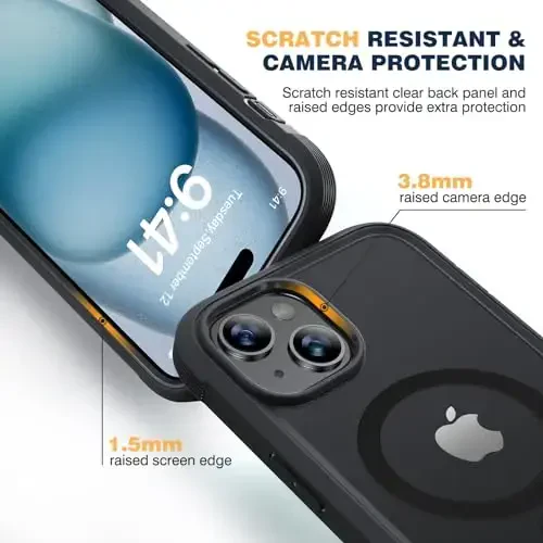 Diaclara Magnetic Designed for iPhone 15 Case, Compatible with MagSafe Built-in Touch Sensitive Anti-Scratch Screen Protector, with Camera Lens Protector for iPhone 15 6.1
