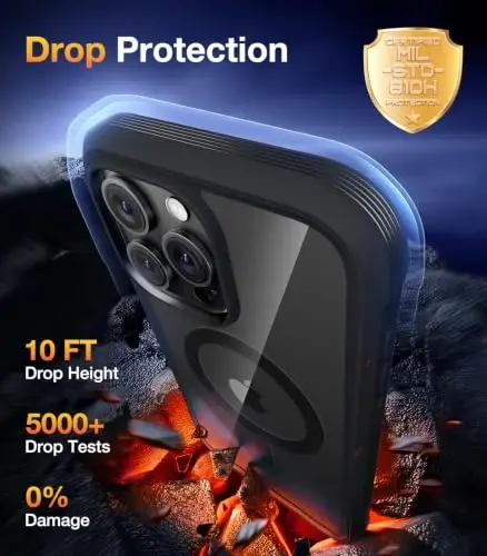 Diaclara Magnetic Designed for iPhone 15 Pro Max Case Full Body Bumper, [Compatible with MagSafe] Military Drop Proof Cover with Built-in Privacy Screen Protector,Black - 5