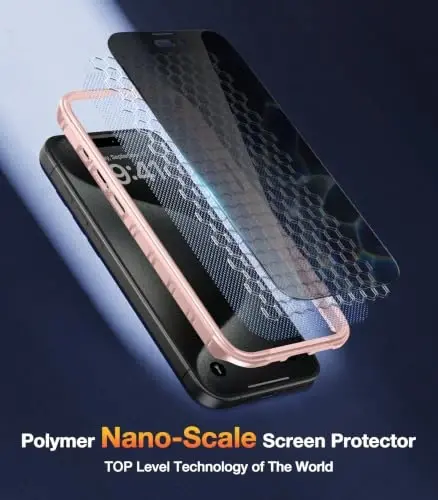 Diaclara Magnetic Designed for iPhone 15 Pro Max Case Full Body Bumper, [Compatible with MagSafe] Military Drop Proof Cover with Built-in Privacy Screen Protector,Pink - 4