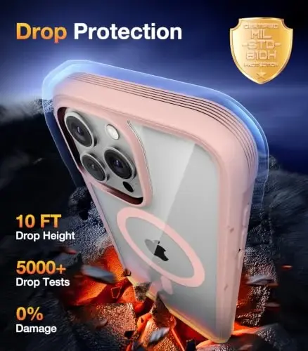 Diaclara Magnetic Designed for iPhone 15 Pro Max Case Full Body Bumper, [Compatible with MagSafe] Military Drop Proof Cover with Built-in Privacy Screen Protector,Pink - 5