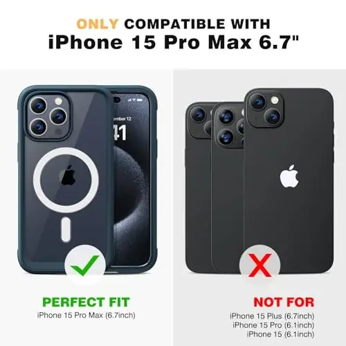 Diaclara Magnetic Designed for iPhone 15 Pro Max Case Full Body Bumper,[Compatible with MagSafe] Military Drop Proof Cover with Built-in Touch Sensitive Anti-Scratch Screen Protector,Blue - 4