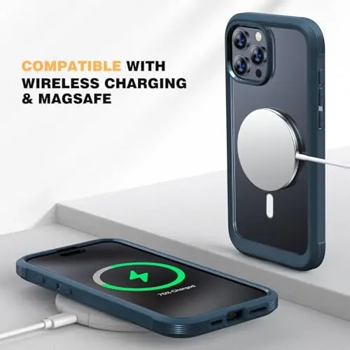 Diaclara Magnetic Designed for iPhone 15 Pro Max Case Full Body Bumper,[Compatible with MagSafe] Military Drop Proof Cover with Built-in Touch Sensitive Anti-Scratch Screen Protector,Blue - 5