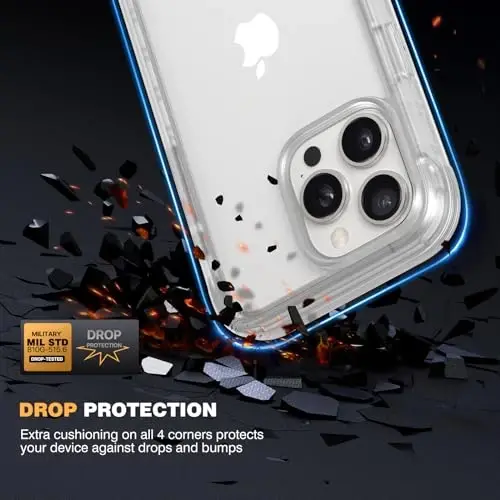 Diaclara Magnetic Designed for iPhone 15 Pro Max Case Full Body Bumper,[Compatible with MagSafe] Military Drop Proof Cover with Built-in Touch Sensitive Anti-Scratch Screen Protector,Frosted Clear - 3