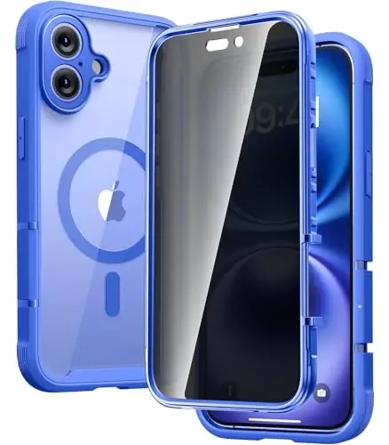Diaclara Magnetic Designed for iPhone 16 Plus Case, Full Body Rugged Case with Built-in Privacy Touch Sensitive Anti-Scratch Screen Protector, Upgraded [Full Camera Protection] (Ultramarine) - 1
