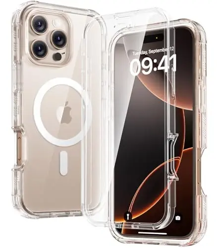 Diaclara Magnetic Designed for iPhone 16 Pro Case, Full Body Rugged with Touch Sensitive Anti-Scratch Screen Protector, Compatible with MagSafe, Soft Bumper Case for iPhone 16 Pro 6.3'', Clear 