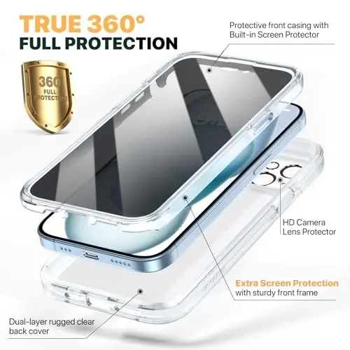 Diaclara Magnetic Designed for iPhone 16 Pro Max Case, Full Body Rugged with Sensitive Anti-Scratch Privacy Screen Protector, Compatible with MagSafe, Bumper Case for iPhone 16 Pro Max 6.9'', Black - 3