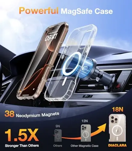 Diaclara Magnetic Designed for iPhone 16 Pro Max Case, Full Body Rugged with Touch Sensitive Anti-Scratch Screen Protector, Compatible with MagSafe, Soft Bumper Case for iPhone 16 Pro Max 6.9'', Clear - 4