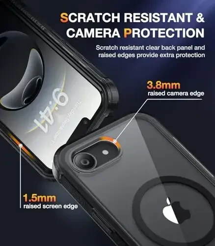 Diaclara Magnetic Designed for iPhone 16e Case, Full Body Rugged Case with Built-in Screen Protector,[Compatible with MagSafe] Soft TPU Bumper Cover for iPhone 16 E 6.1