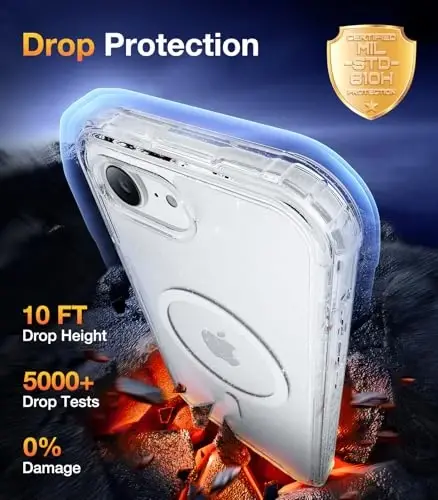 Diaclara Magnetic Designed for iPhone 16e Case, Full Body Rugged Case with Built-in Touch Sensitive Anti-Scratch Screen Protector, Soft TPU Bumper Waterproof Case (Clear Glitter) - 3